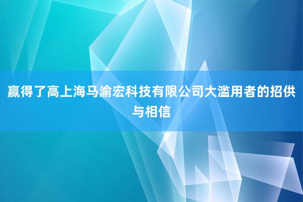 赢得了高上海马渝宏科技有限公司大滥用者的招供与相信